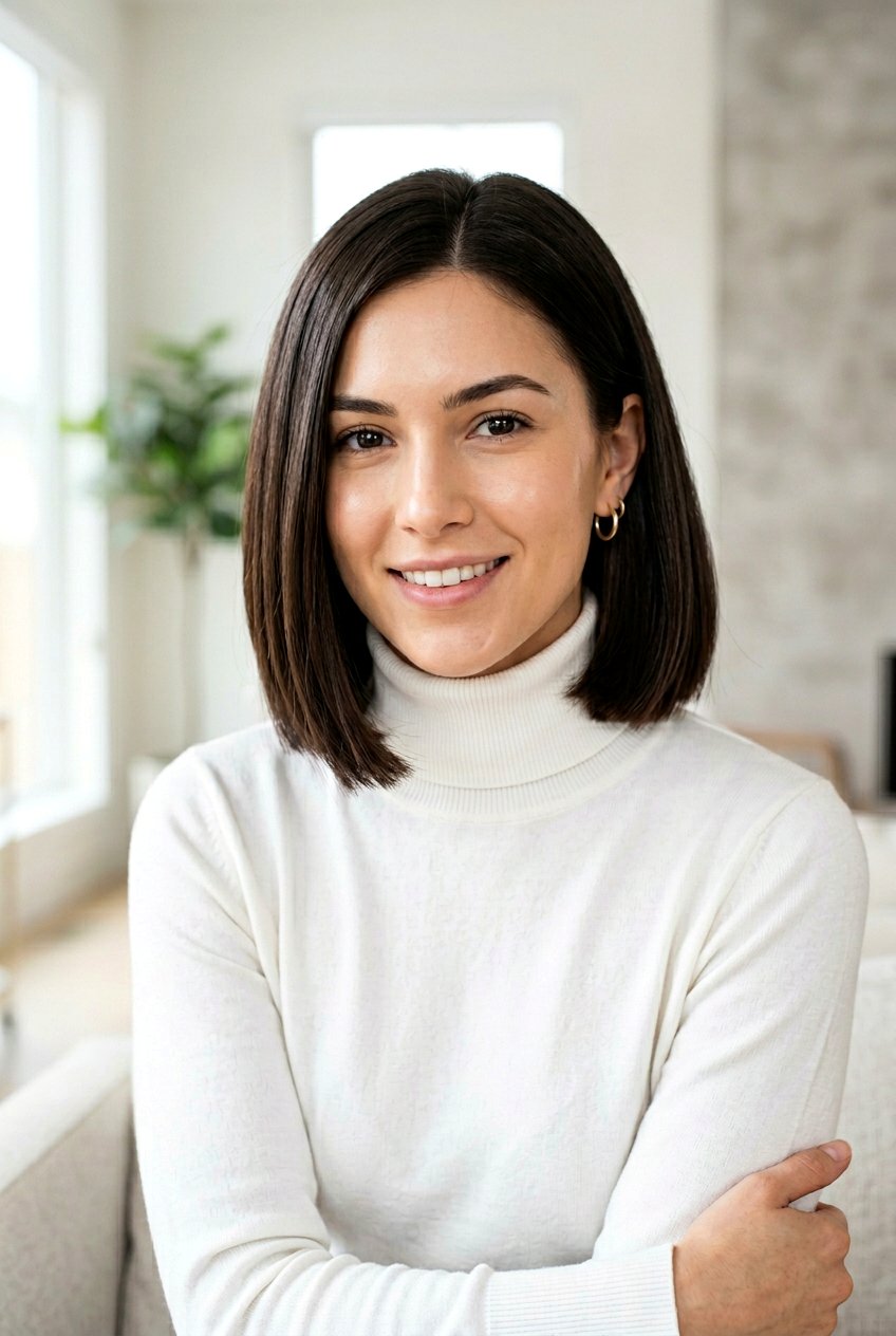 Chin Length Blunt Bob - 20 modern mom haircut for thick hair - 20 modern mom haircut for thick hair