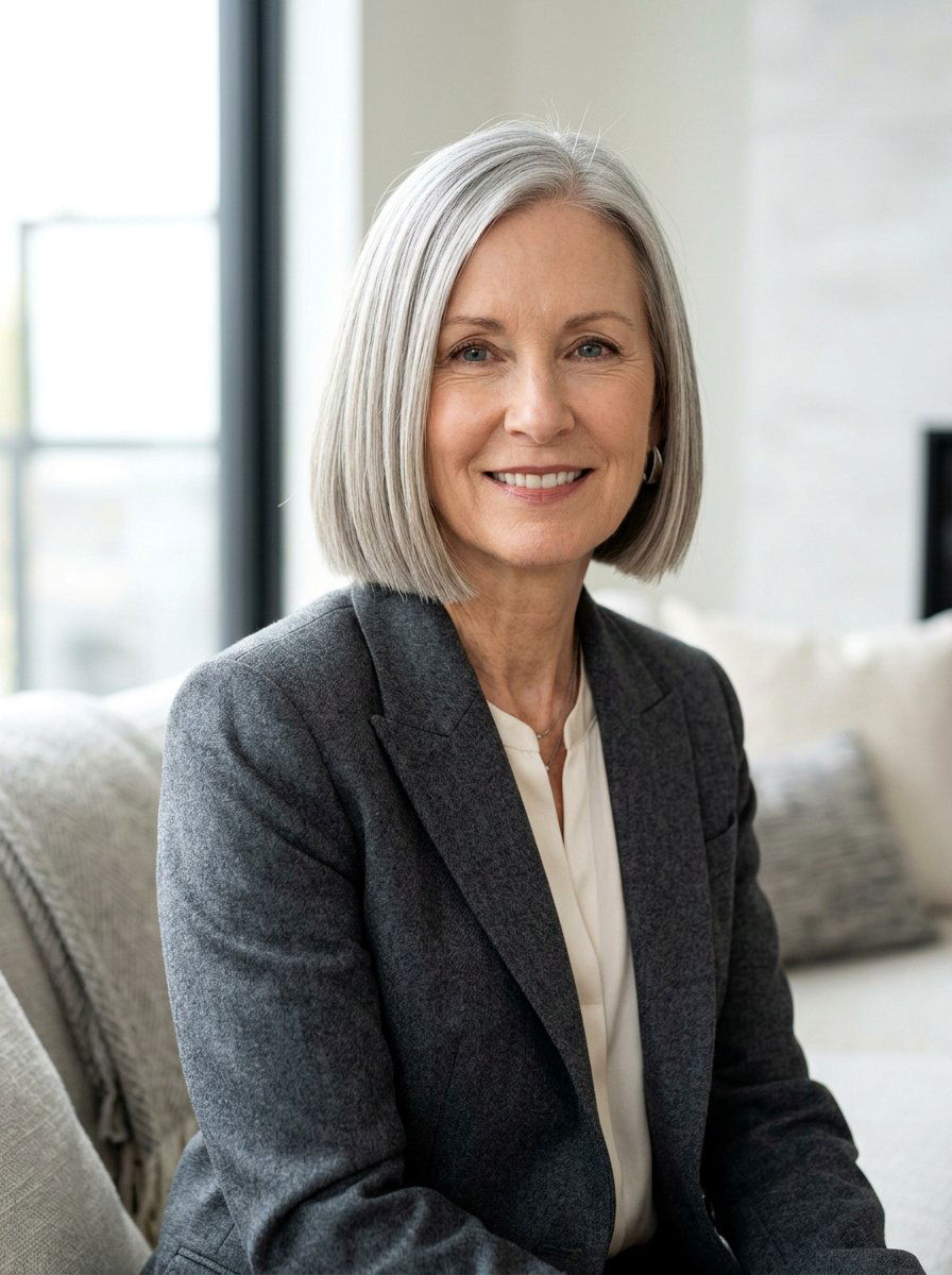 Chin Length Blunt Bob - 20 elegant haircut for women over 60 - 20 elegant haircut for women over 60