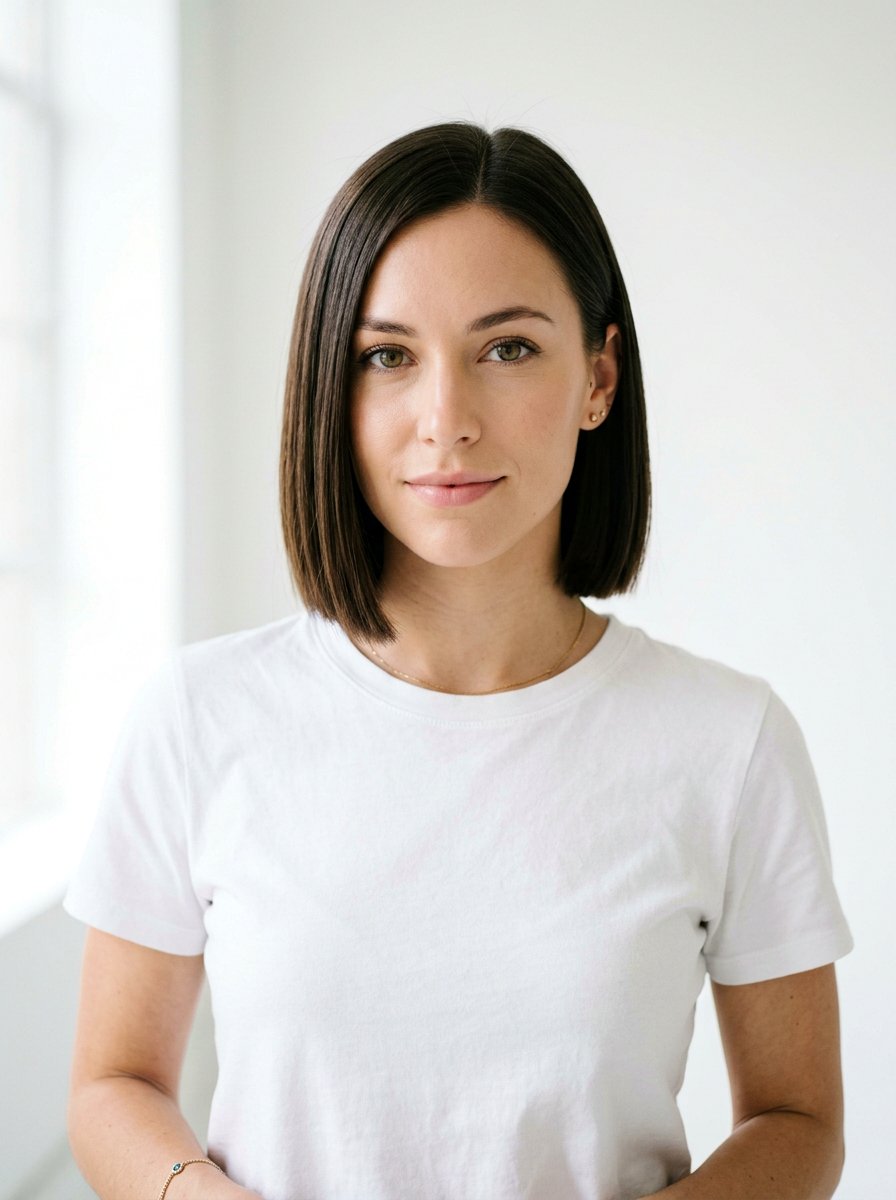 Chin Length Blunt Bob - 20 flattering haircut for inverted triangle face - 20 flattering haircut for inverted triangle face