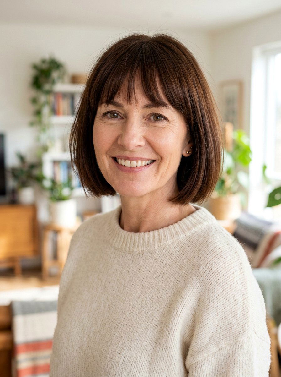 Chin Length Blunt Bob - 20 straight haircut for women over 50 - 20 straight haircut for women over 50