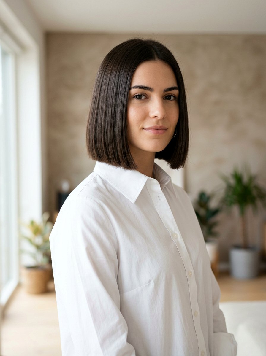 Chin Length Blunt Cut - 20 haircut for relaxed hair women - 20 haircut for relaxed hair women