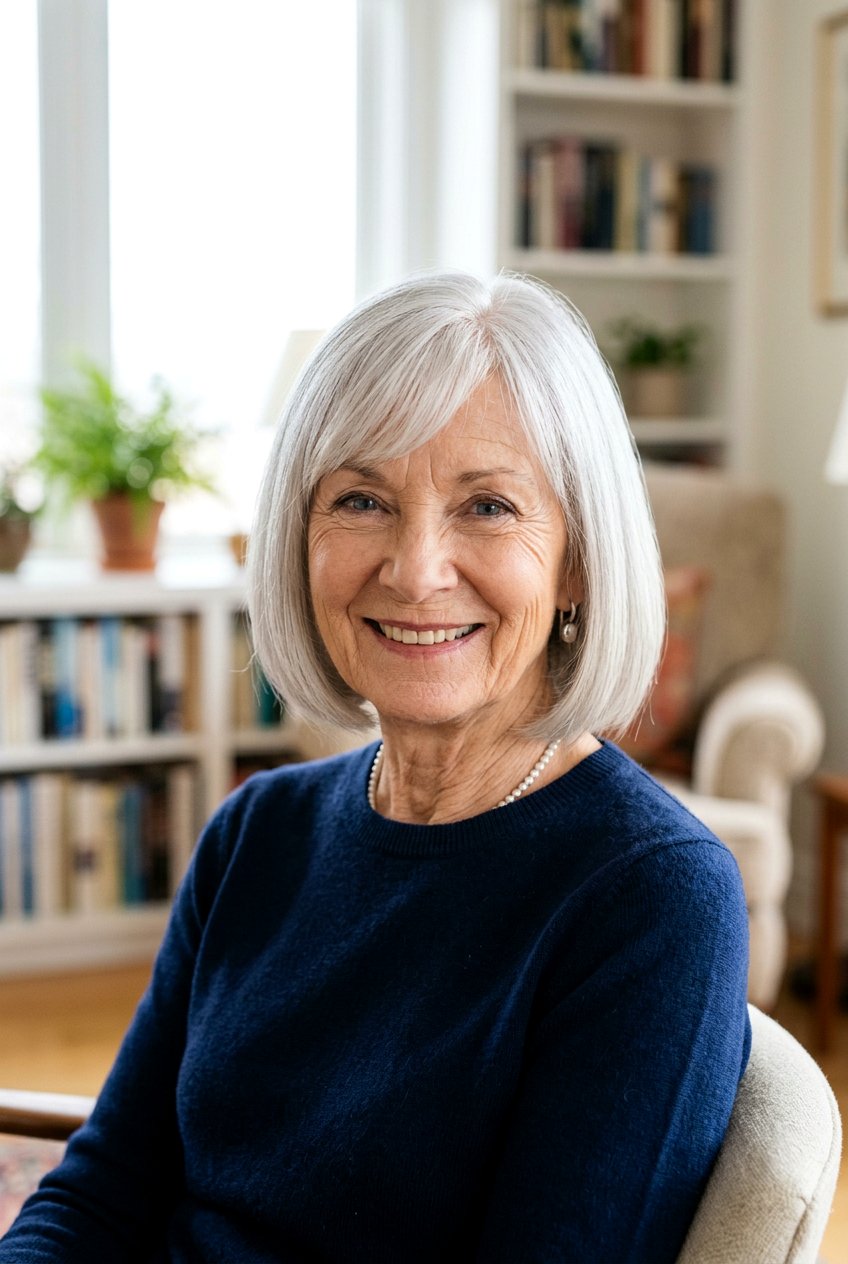 Chin Length Bob - 20 short hairstyles for women over 70 - 20 short hairstyles for women over 70