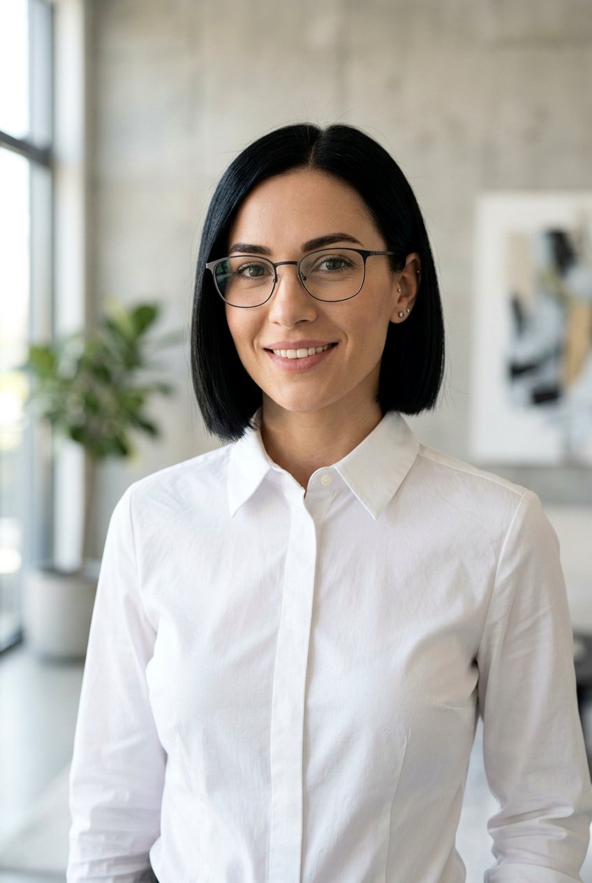 Chin Length Bob - 20 low maintenance cut for women with glasses - 20 low maintenance cut for women with glasses