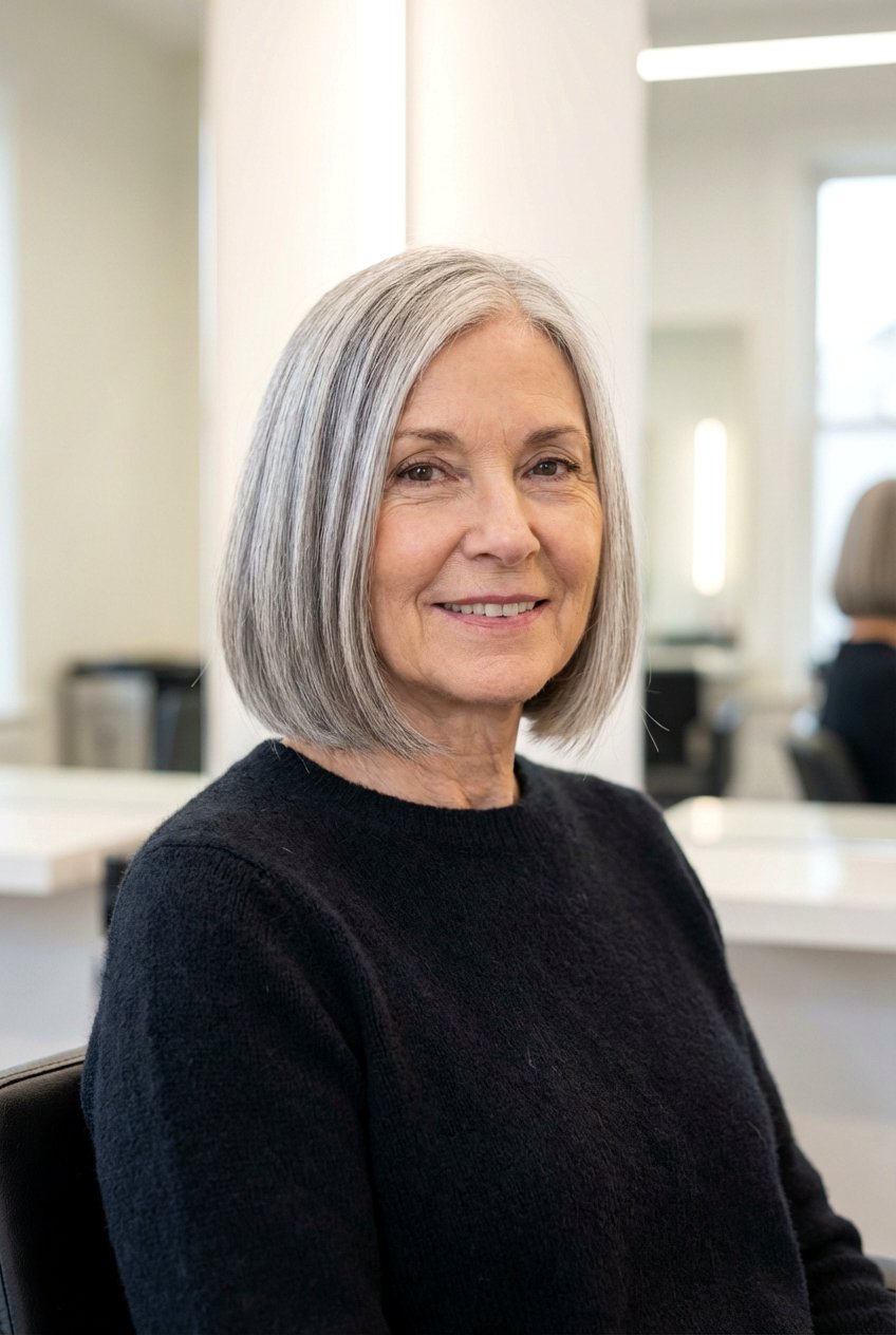 Chin Length Bob - 20 best haircuts for women over 70 - 20 best haircuts for women over 70