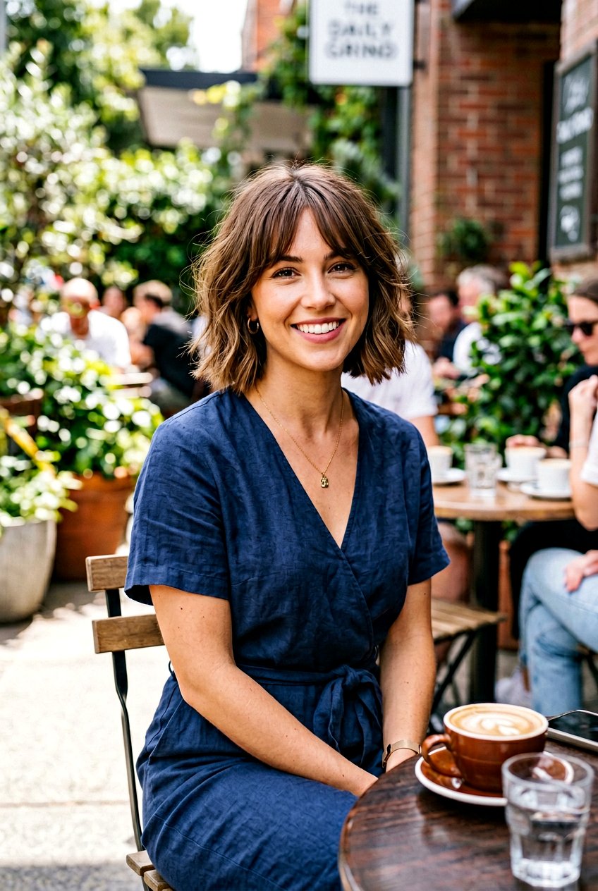 Chin Length Bob Curtain Fringe - 20 curtain fringe for round face women - 20 curtain fringe for round face women