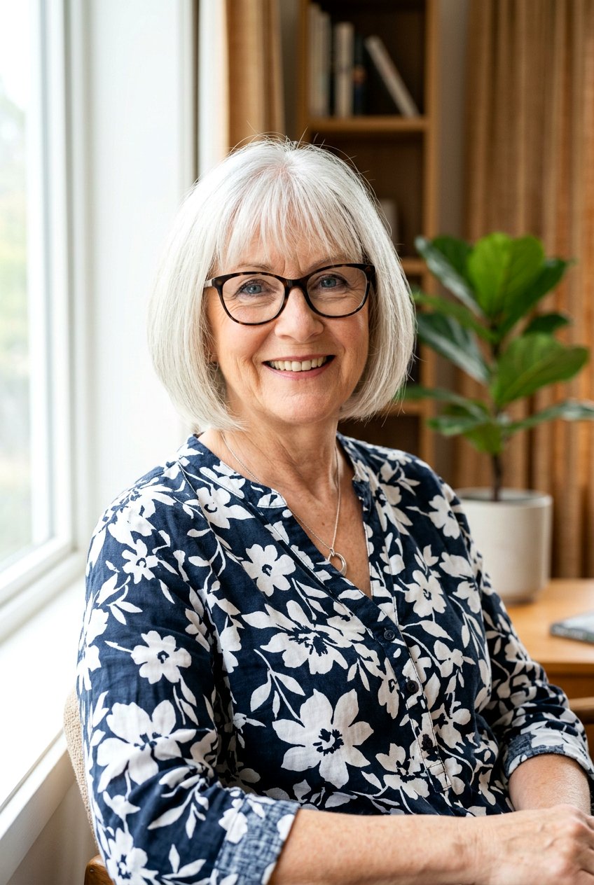 Chin Length Bob With Bangs - 20 hairstyles for women over 60 with glasses - 20 hairstyles for women over 60 with glasses