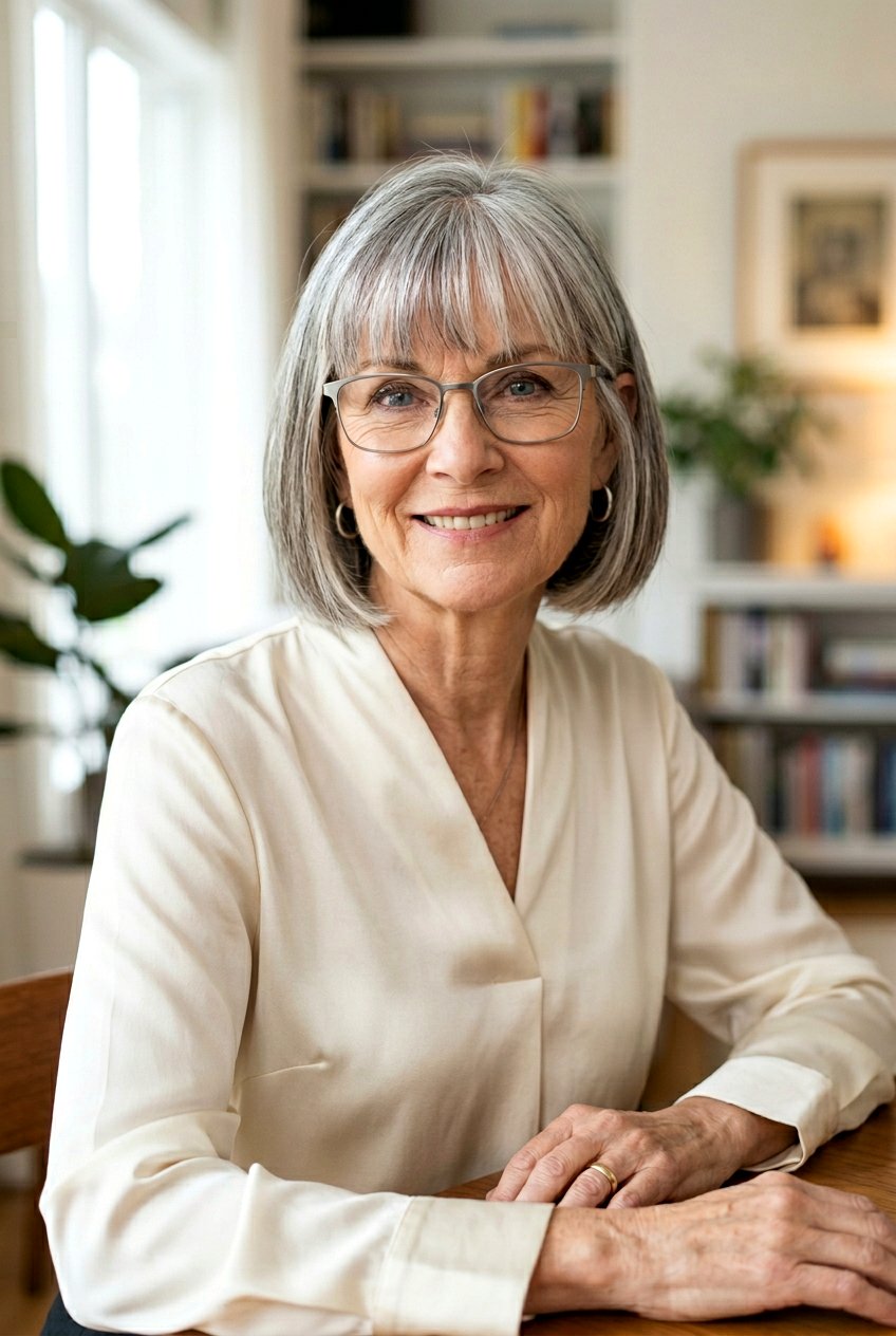 Chin Length Bob With Bangs - 20 classy bob for older women with glasses - 20 classy bob for older women with glasses