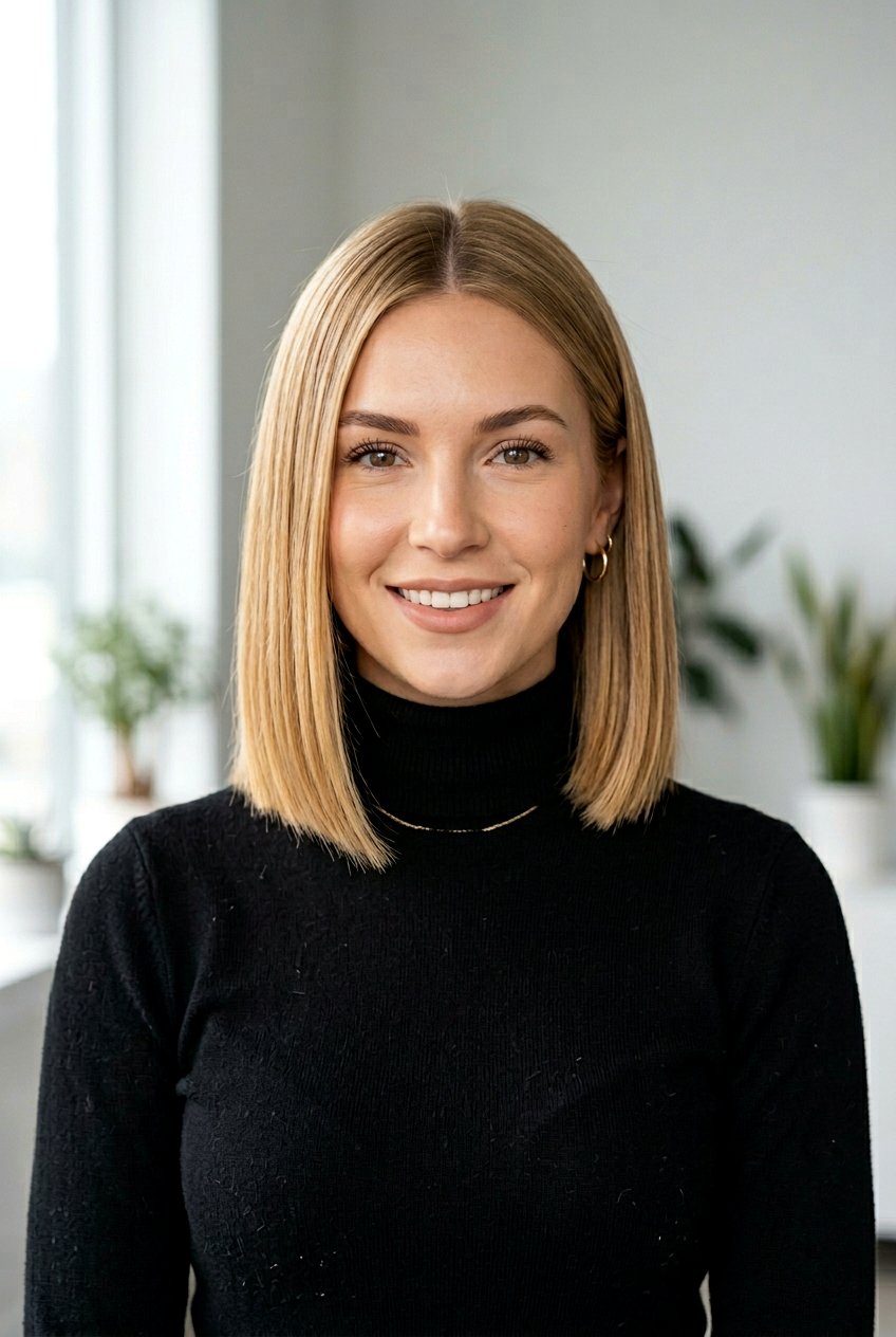 Chin Length Bob With Center Part - 20 clean professional bob with center part - 20 clean professional bob with center part