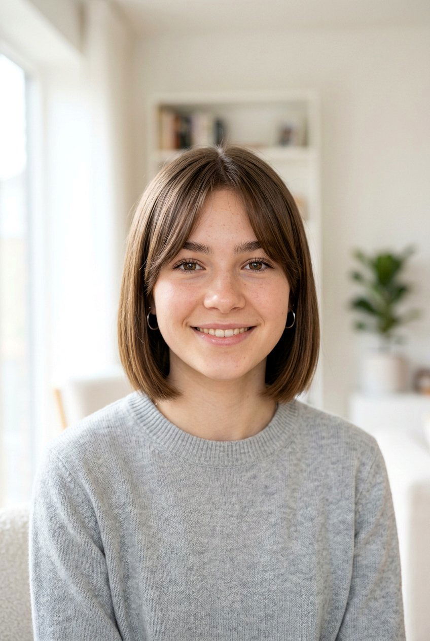 Chin Length Bob With Curtain Bangs - 20 curtain bangs for teenage girls - 20 curtain bangs for teenage girls