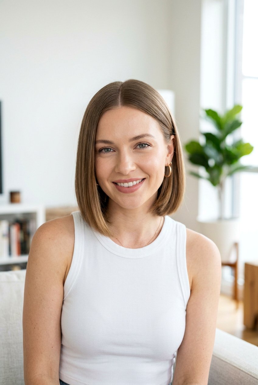 Chin Length Bob With Middle Part - 20 sleek chin length bob - 20 sleek chin length bob