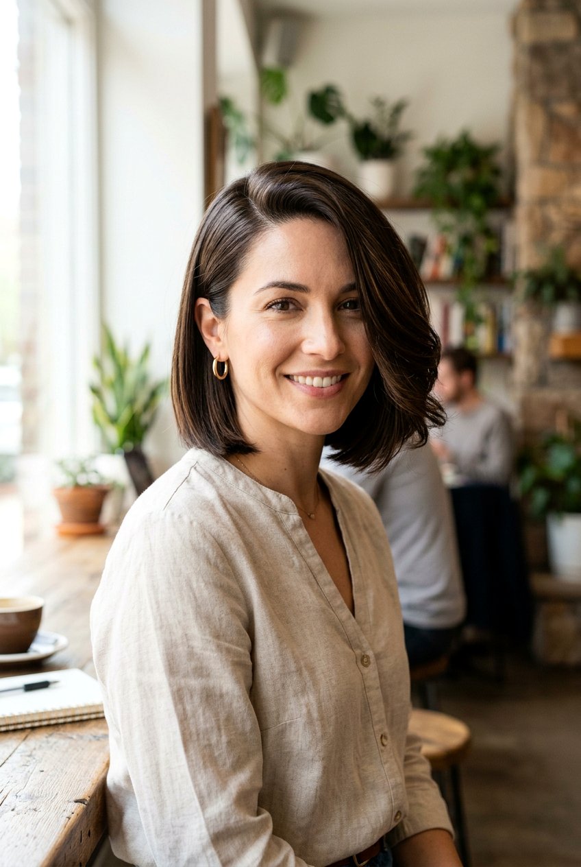 Chin Length Bob With Side Part - 20 sleek chin length bob - 20 sleek chin length bob