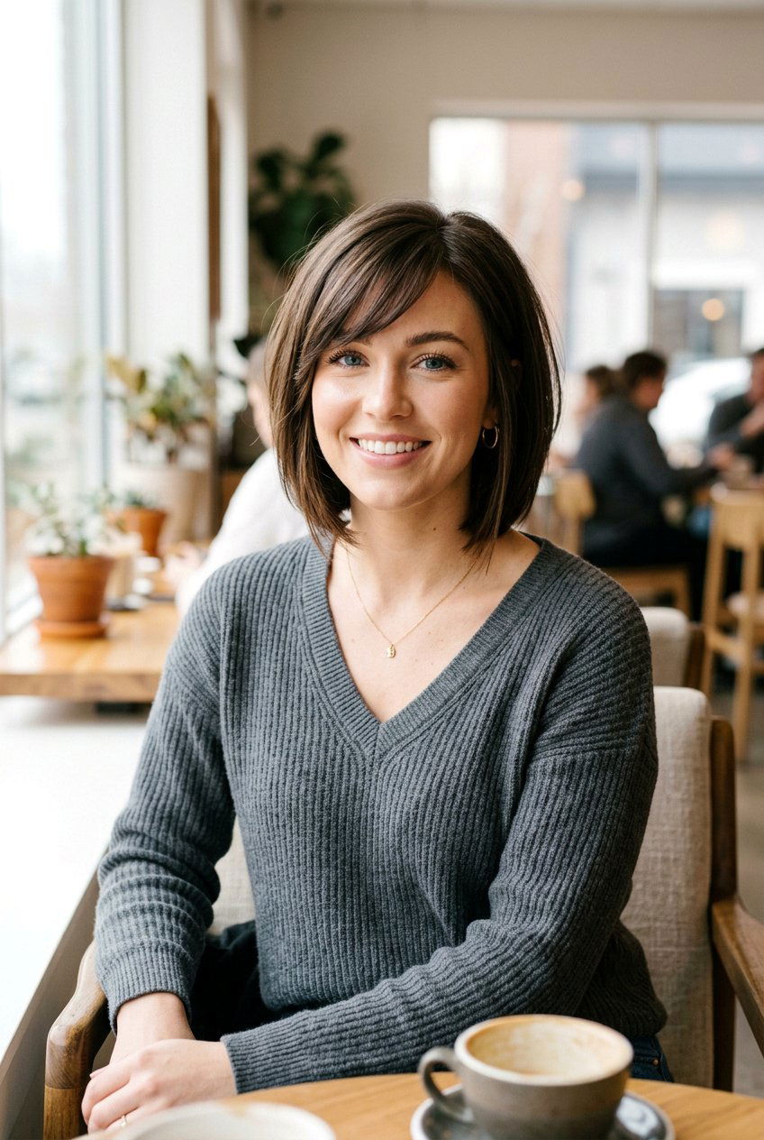 Chin Length Bob With Side Swept Bangs - 20 mature women shoulder length haircut ideas - 20 mature women shoulder length haircut ideas