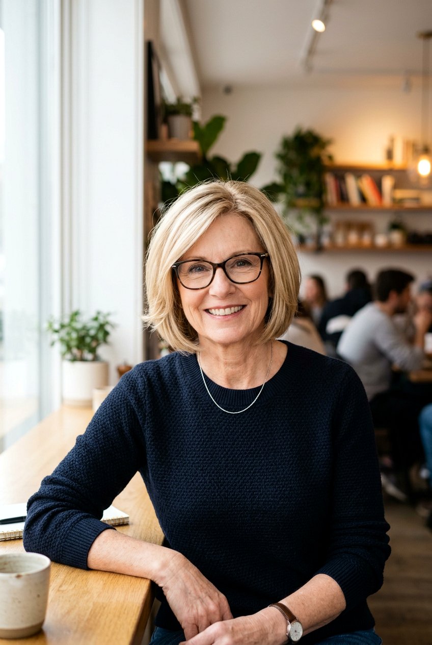 Chin Length Bob With Soft Layers - 20 layered haircut for women over 50 with round face - 20 layered haircut for women over 50 with round face