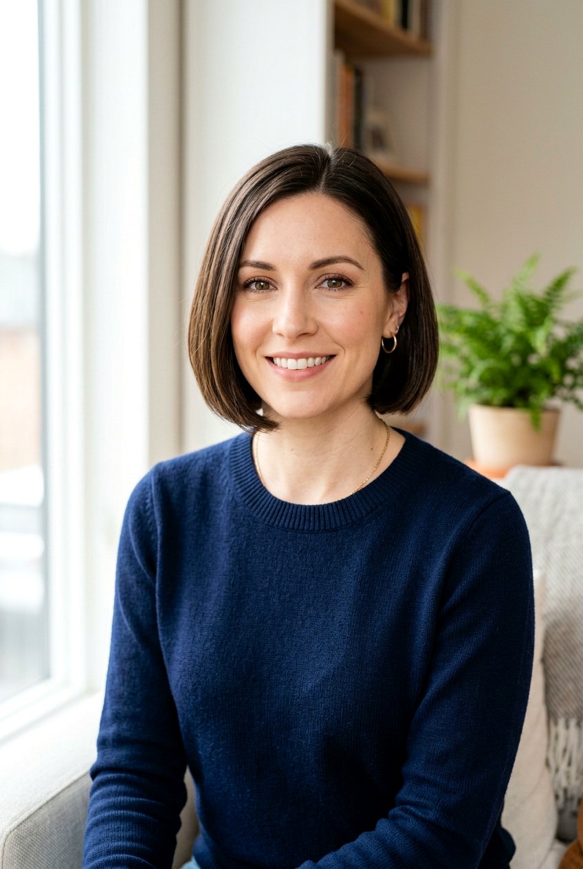 Chin Length Bob With Tucked Ends - 20 sleek chin length bob - 20 sleek chin length bob