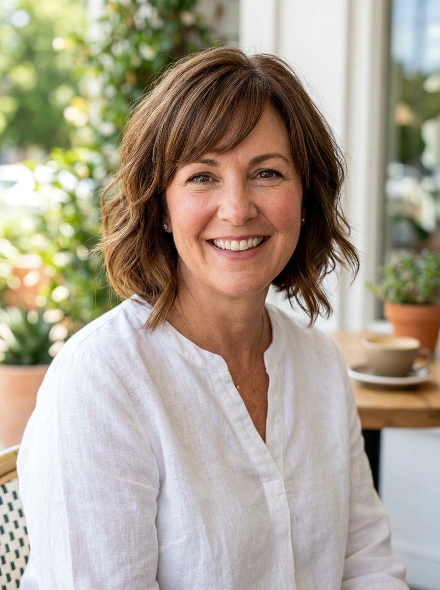 Chin Length Bob with Side Bangs for Apple Face - 20 flattering haircut for apple face women - 20 flattering haircut for apple face women