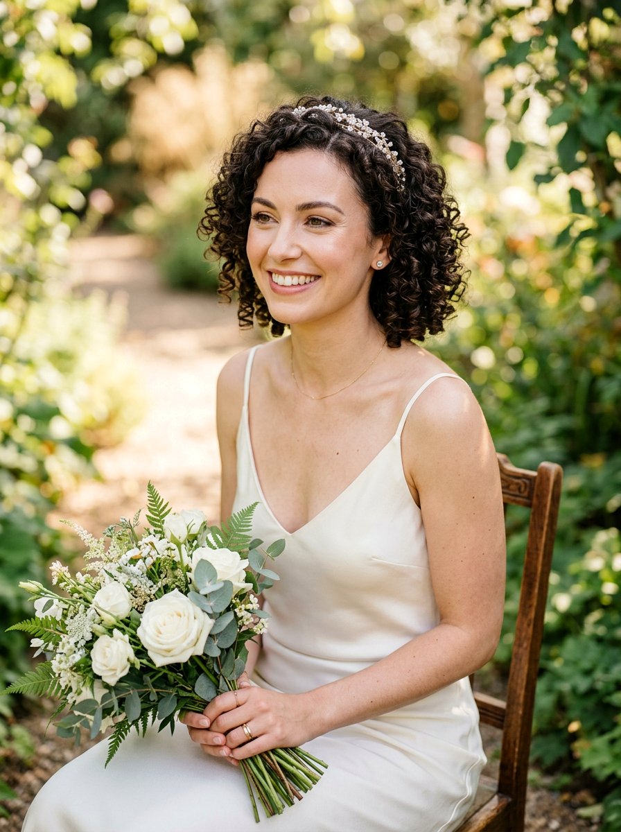 Chin Length Curls - 20 wedding hairstyles for curly brides - 20 wedding hairstyles for curly brides