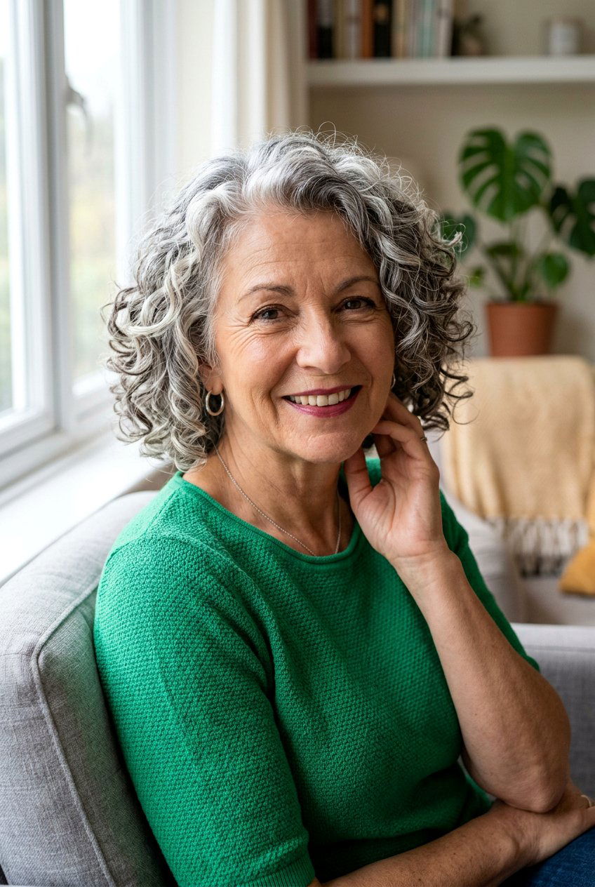 Chin Length Curly Bob - 20 curly bob for mature women - 20 curly bob for mature women