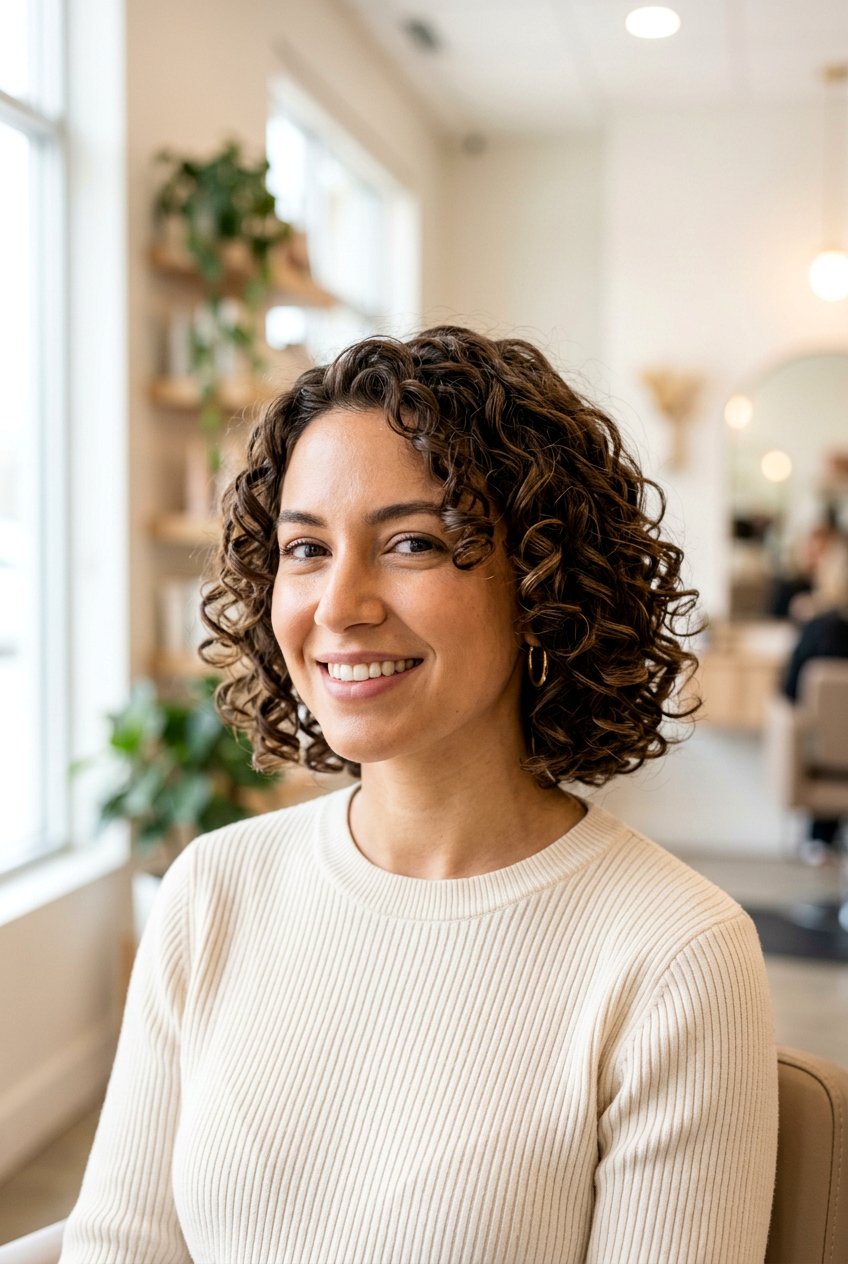 Chin Length Curly Bob - 20 short curly hairstyles - 20 short curly hairstyles