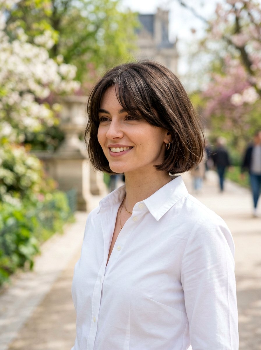 Chin Length French Bob With Curtain Fringe - 20 french bob with curtain fringe - 20 french bob with curtain fringe