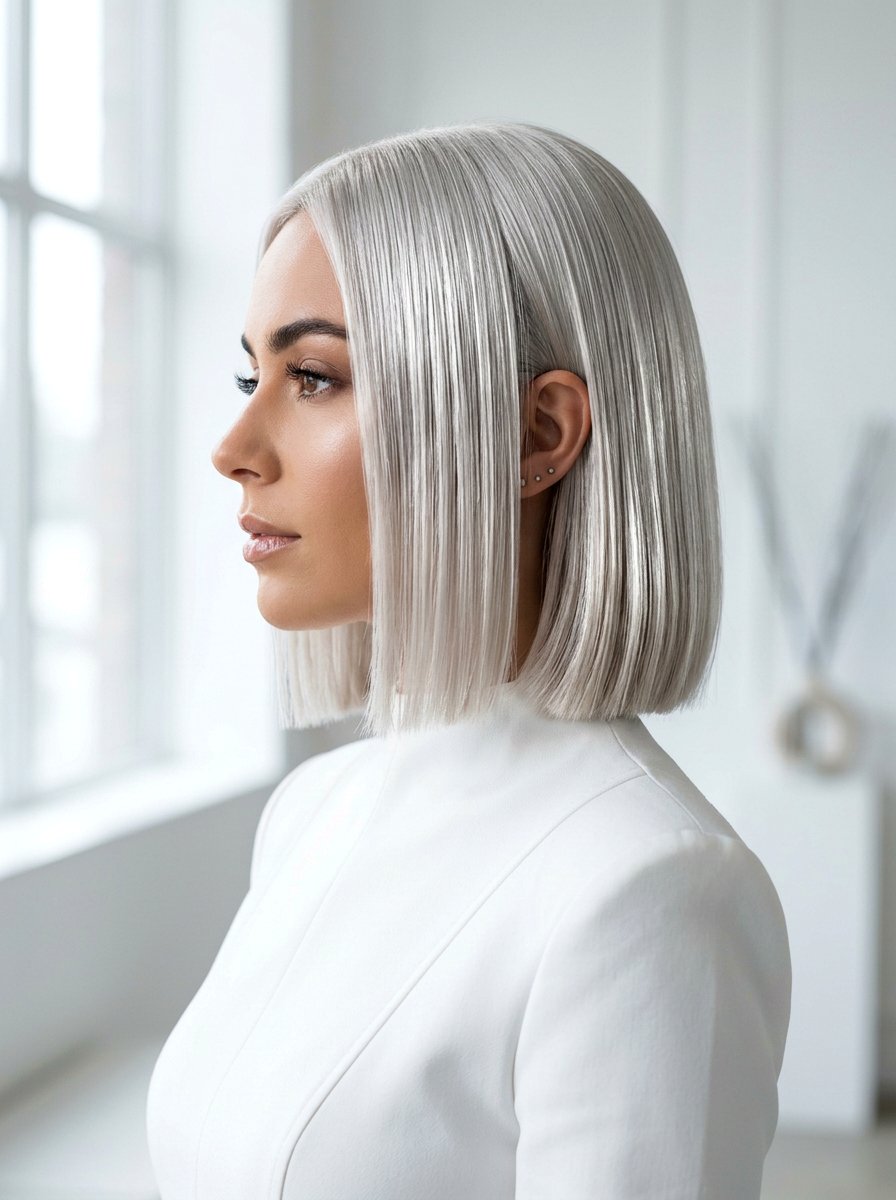 Chin Length Glass Bob - 20 polished bob for fine straight hair - 20 polished bob for fine straight hair