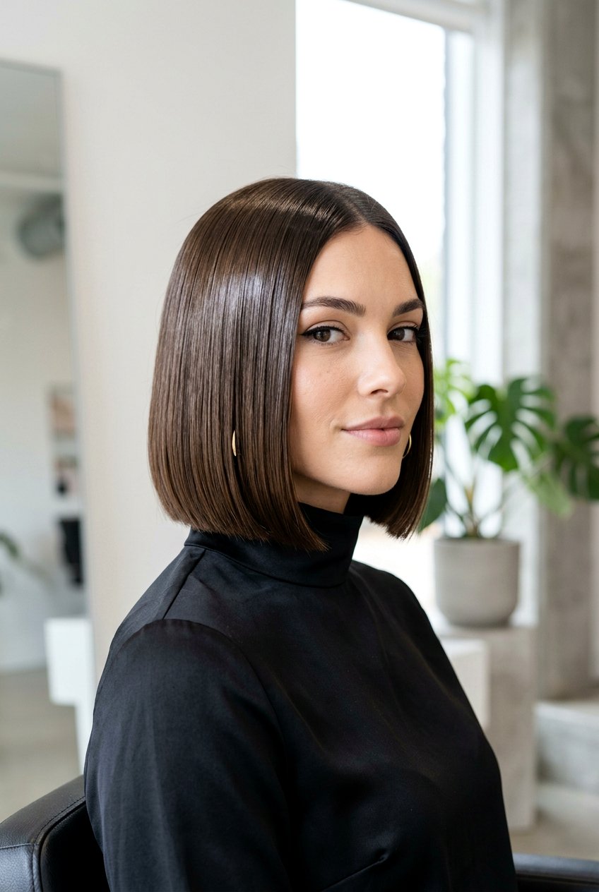 Chin Length Glass Hair Bob - 20 glass hair haircut - 20 glass hair haircut