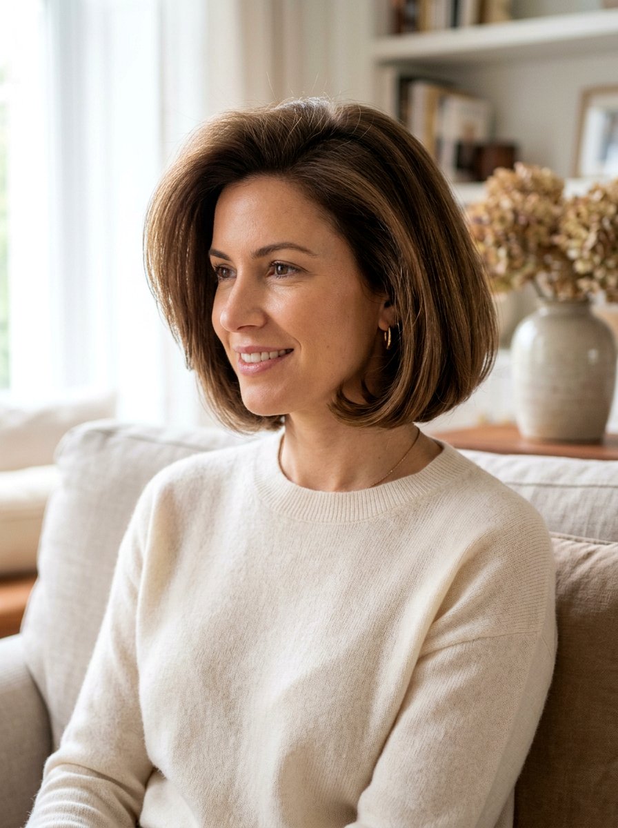 20 Elegant Glossy Blowout Bob Hairstyles for Mature Women