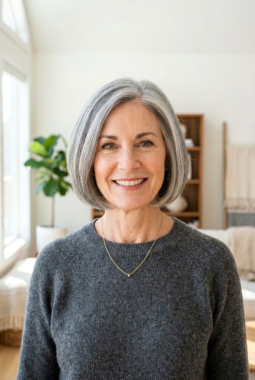 Chin Length Gray Bob - 20 low maintenance gray bob haircut - 20 low maintenance gray bob haircut