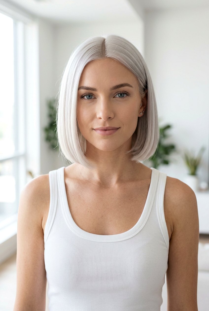Chin Length Icy Platinum Bob - 20 icy platinum bob - 20 icy platinum bob