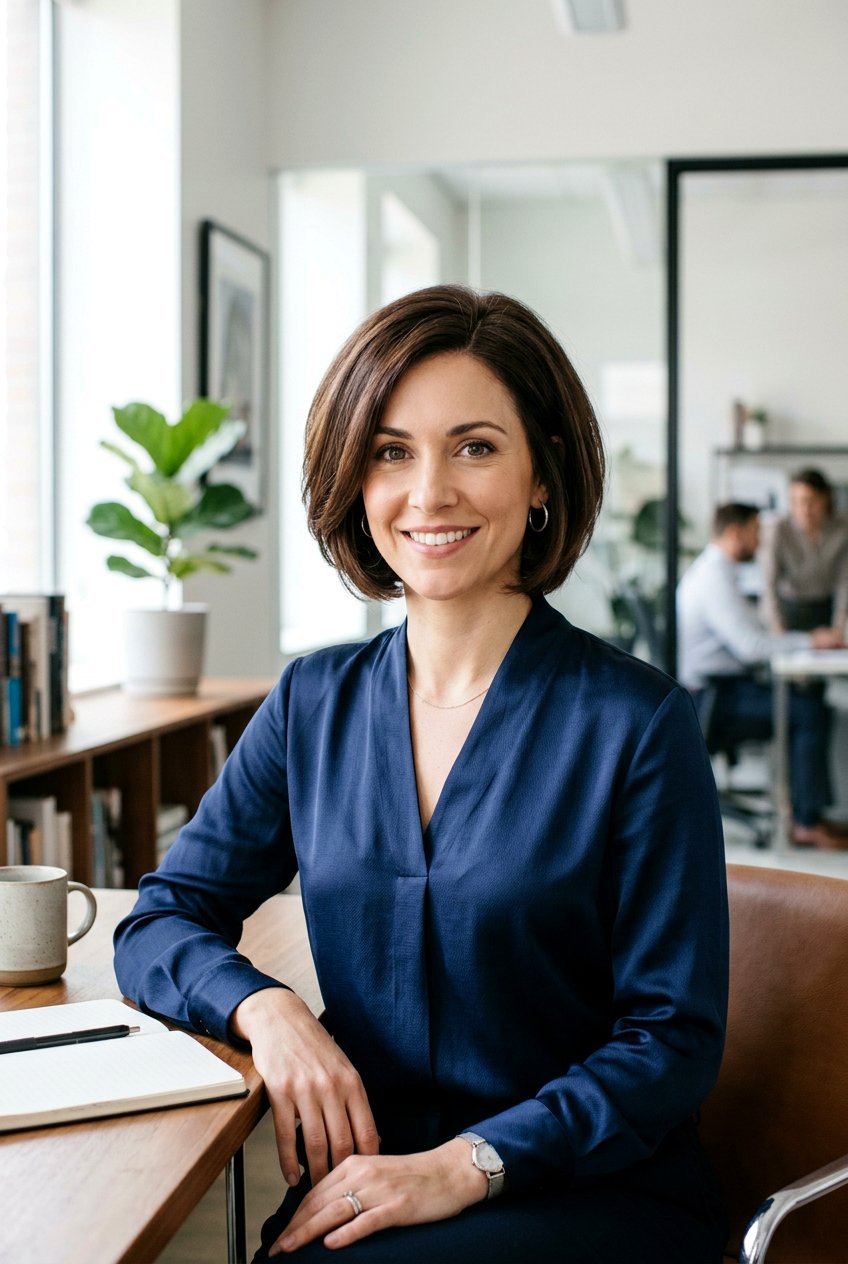 Chin Length Layered Bob - 20 sleek office bob with layers - 20 sleek office bob with layers