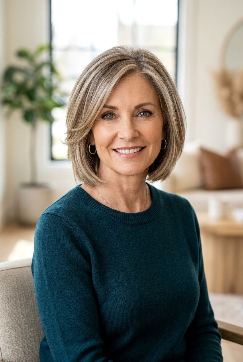 Chin Length Layered Bob - 20 layered bob for women over 50 - 20 layered bob for women over 50