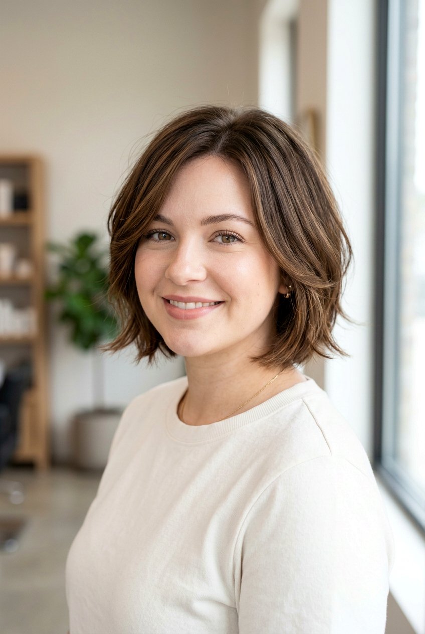 Chin Length Layered Bob For Round Face - 20 flattering bob for round face - 20 flattering bob for round face