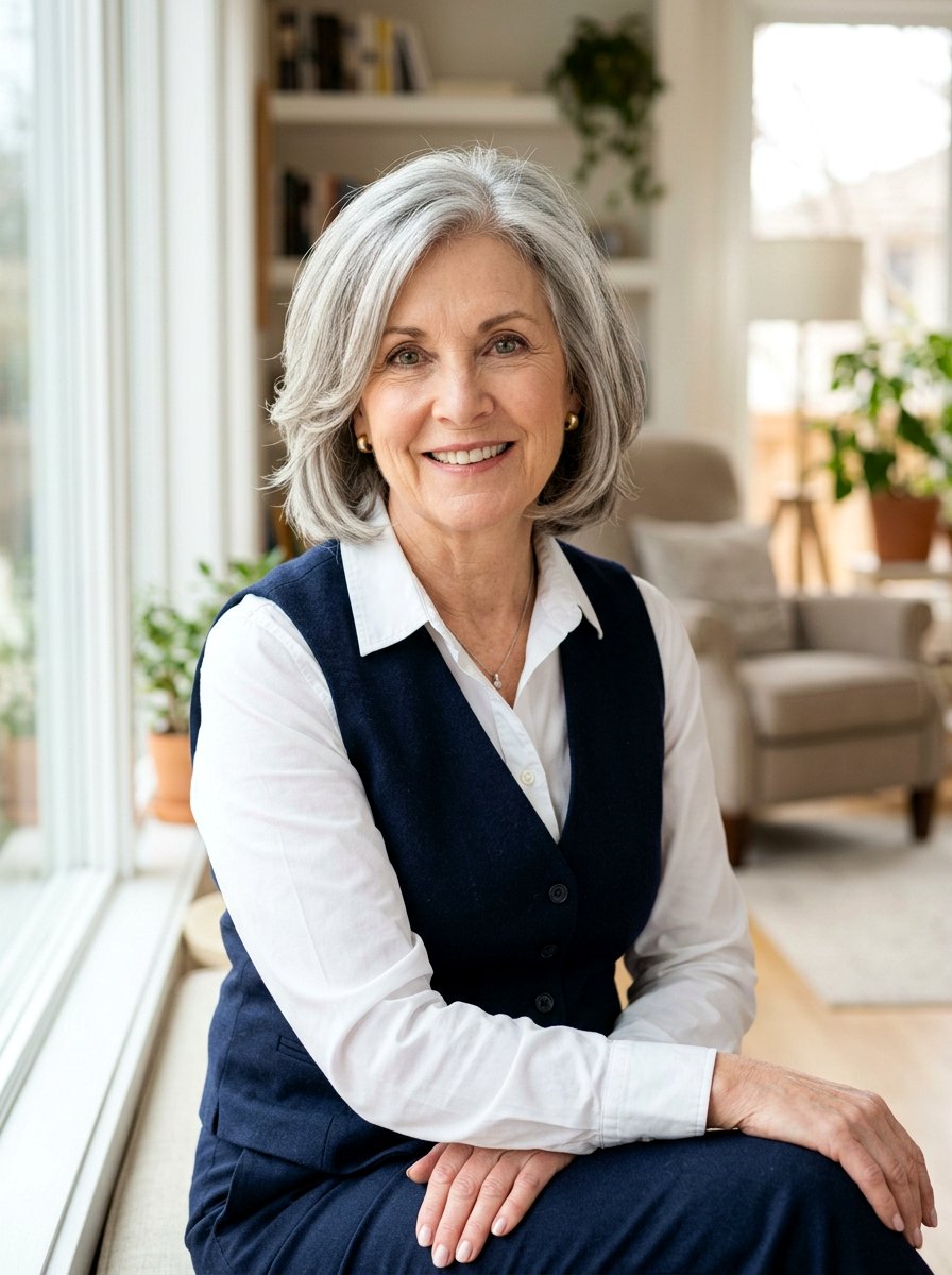 Chin Length Layered Cut - 20 older women office hair ideas - 20 older women office hair ideas