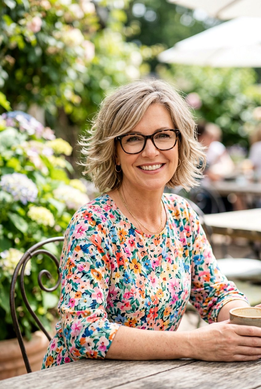 Chin Length Layered Hair - 20 hairstyles for women with glasses over 40 - 20 hairstyles for women with glasses over 40