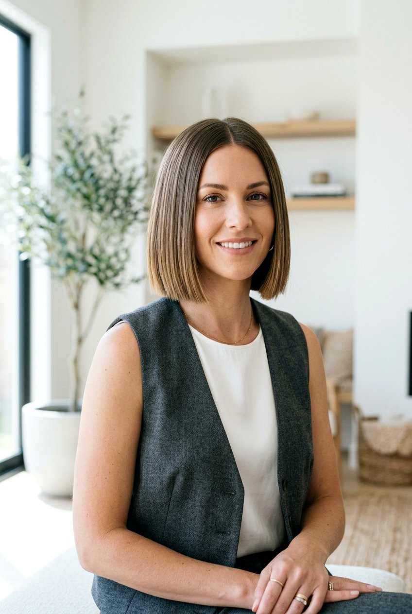Chin Length Mom Bob Middle Part - 20 mom bob haircut with middle part - 20 mom bob haircut with middle part