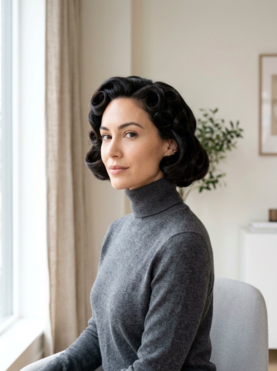 Chin Length Pin Curl Bob - 20 pin curl bob hairstyle - 20 pin curl bob hairstyle