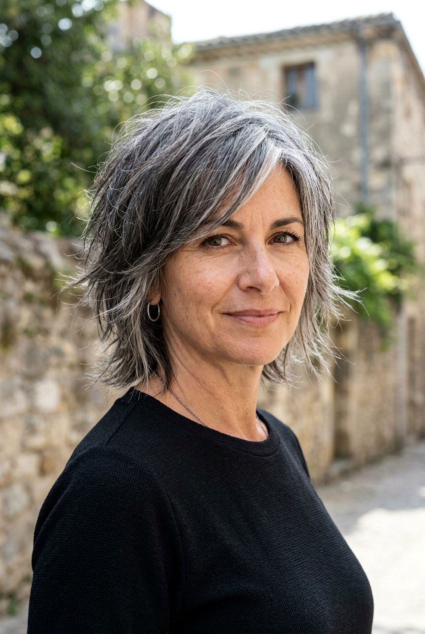 Chin Length Razored Shag - 20 modern shag for mature women - 20 modern shag for mature women