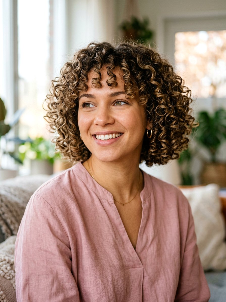 Chin Length Round Curly Bob - 20 round haircut for curly hair - 20 round haircut for curly hair