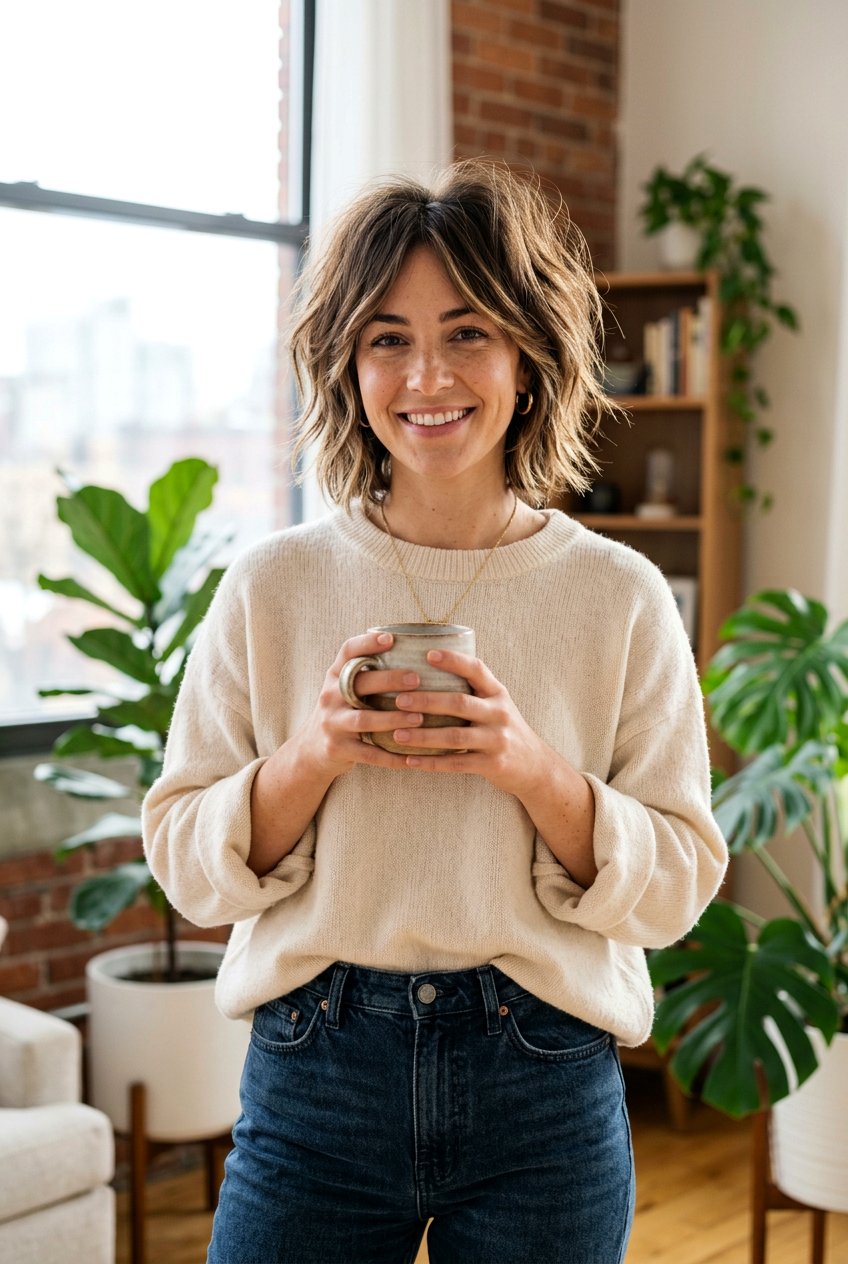 Chin Length Shaggy Bob With Texture - 20 textured chin length bob - 20 textured chin length bob