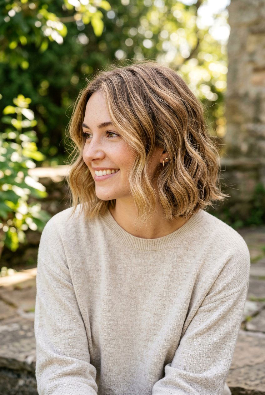 Chin Length Textured Bob With Balayage - 20 textured chin length bob - 20 textured chin length bob
