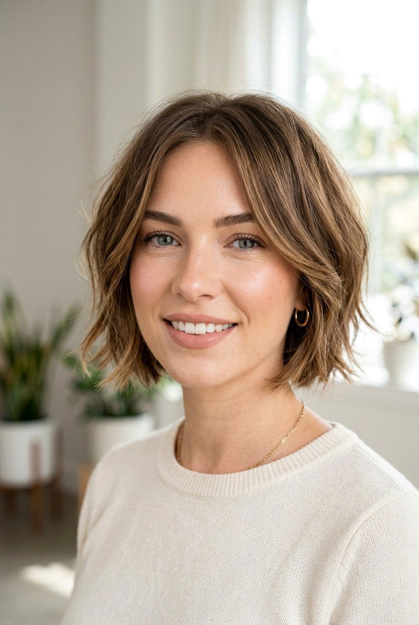 Chin Length Textured Bob With Face Framing Layers - 20 textured chin length bob - 20 textured chin length bob