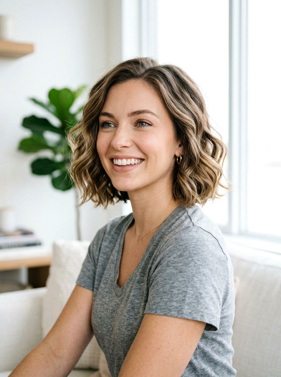 Chin Length Wavy Lob Haircut - 20 wavy lob haircut for older women - 20 wavy lob haircut for older women