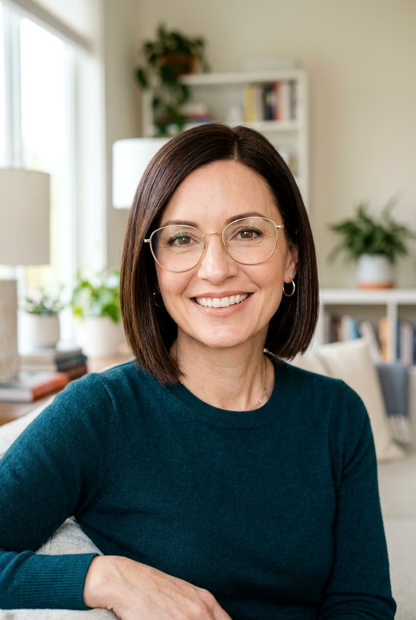 Chin length bob - 20 hairstyles for women over 40 with glasses - 20 hairstyles for women over 40 with glasses