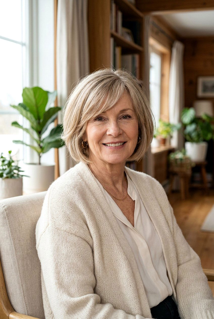 Chin length bob with side bangs - 20 elegant chin length bob for older women - 20 elegant chin length bob for older women