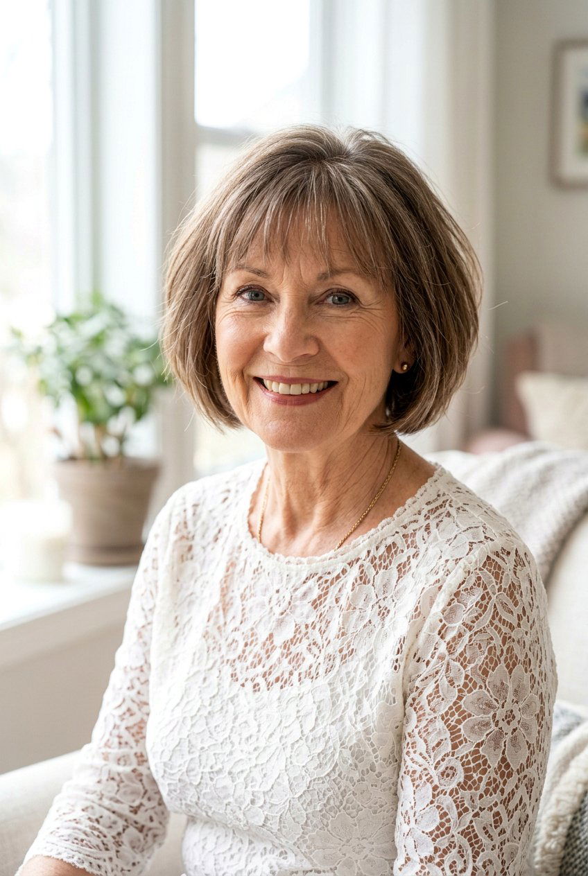 Chin length bob with wispy bangs - 20 elegant chin length bob for older women - 20 elegant chin length bob for older women