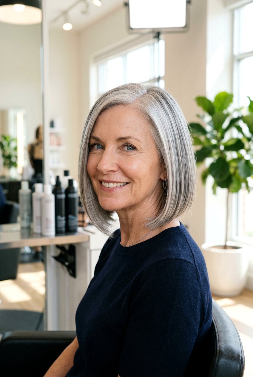 Chin length gray bob - 20 short gray hairstyles - 20 short gray hairstyles