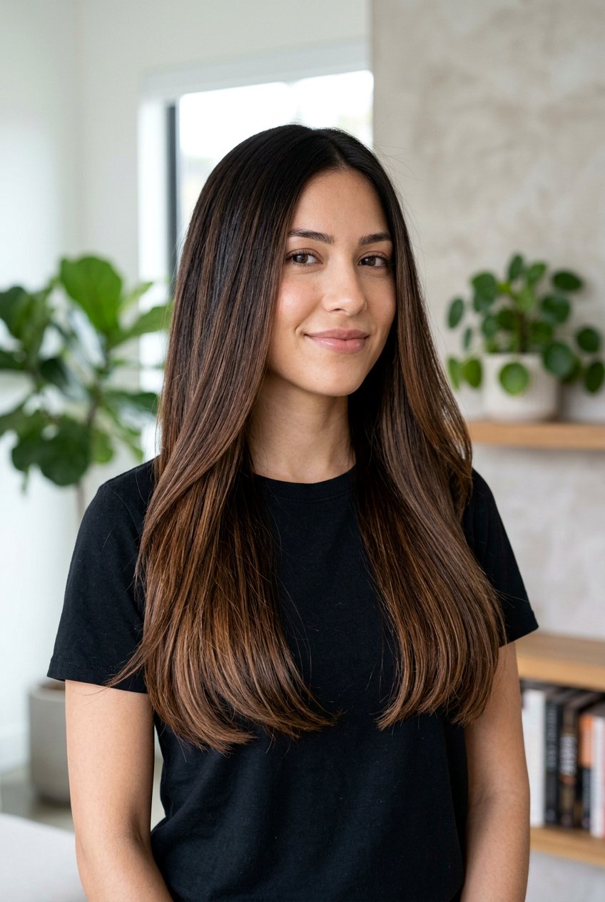 Chocolate Brown Balayage On Dark Hair - 20 glossy brown black balayage - 20 glossy brown black balayage