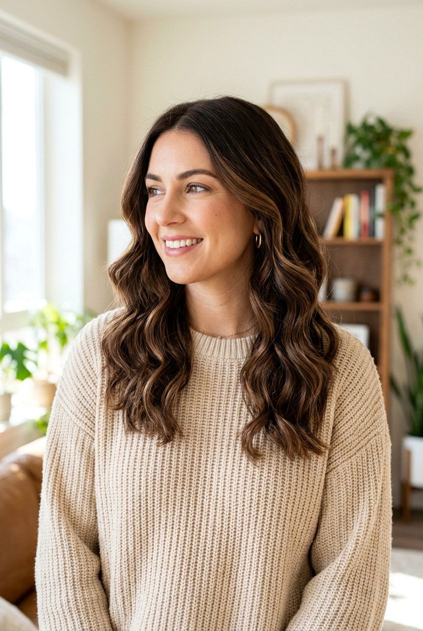 Chocolate Brown Balayage on Medium Wavy Hair - 20 balayage for medium length hair - 20 balayage for medium length hair