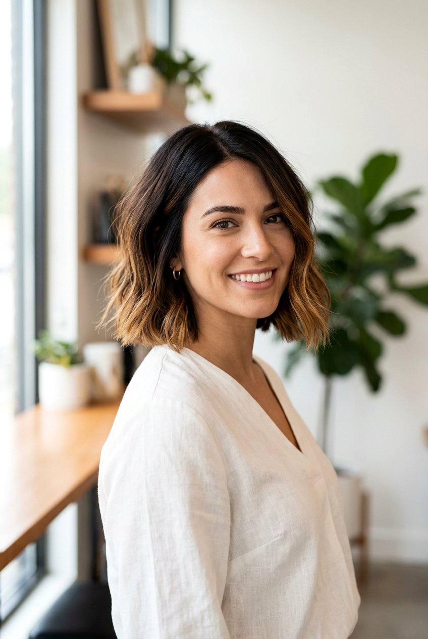 Chocolate Brown Balayage on Short Bob - 20 chocolate brown balayage - 20 chocolate brown balayage