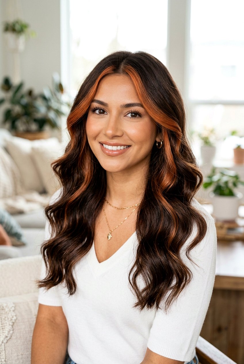 Chocolate Brown Hair With Copper Money Piece - 20 brunette hair with copper money piece - 20 brunette hair with copper money piece