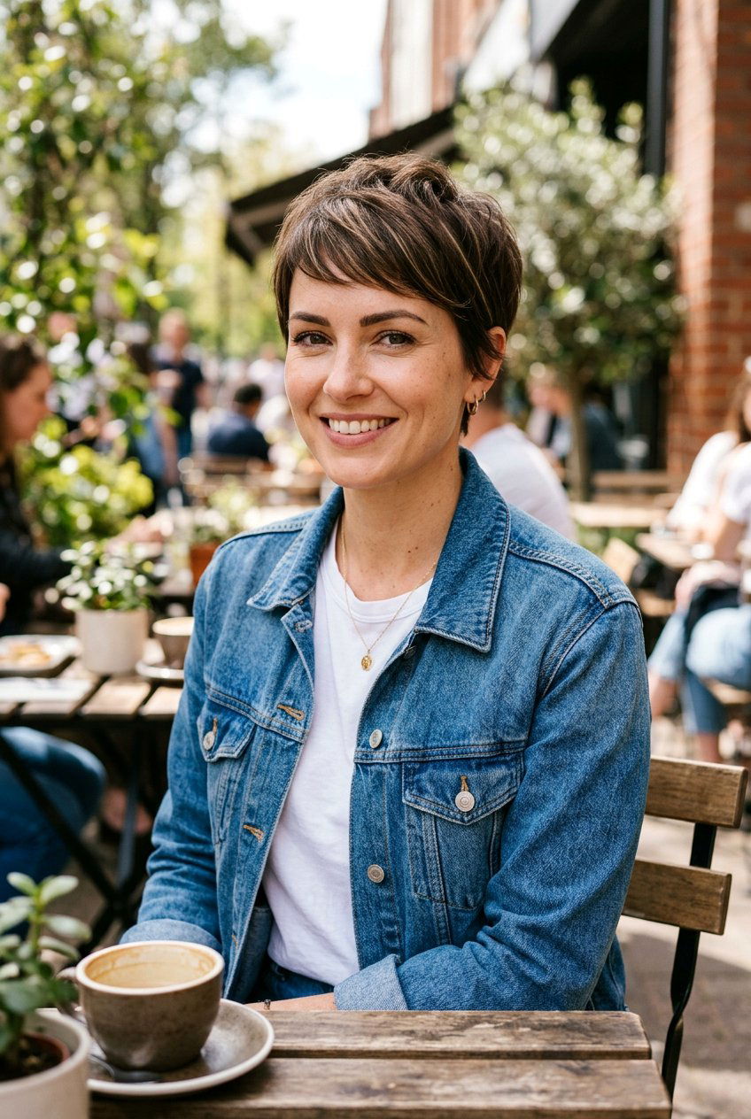 Chocolate Brown Pixie Cut With Blonde Babylights - 20 brunette babylights for fine hair women - 20 brunette babylights for fine hair women